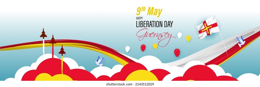 Vector Illustration For Happy Liberation Day Guernsey.