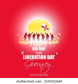 Vector Illustration For Happy Liberation Day Guernsey.