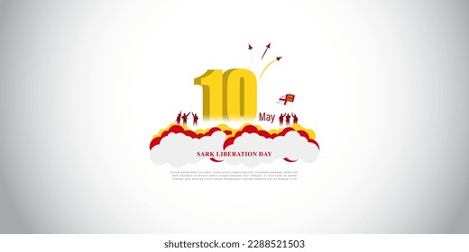 Vector illustration for Happy Liberation Day Sark social media story feed mockup template post