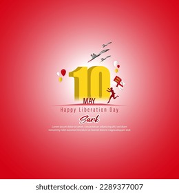 Vector illustration for Happy Liberation Day Sark social media story feed mockup template post