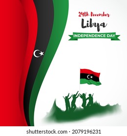 Vector illustration of happy Libya independence day