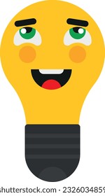 Vector illustration of a happy light bulb. Idea and discovery concept.