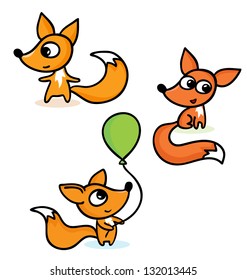 A vector illustration of happy little foxes