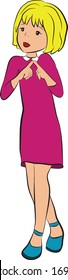 Vector Illustration of Happy Little Girl