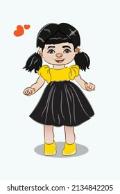 vector illustration of happy little girl laughing. cartoon style vector illustration isolated on white background