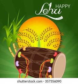 Vector illustration of Happy Lohri Background.