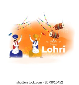 Vector illustration of Happy Lohri celebration concept banner