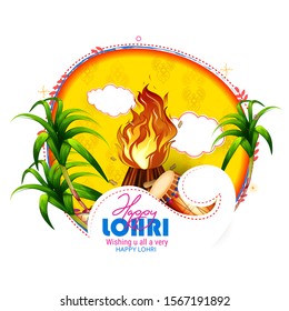 vector illustration of Happy Lohri,  festival of Punjab India