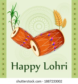 vector illustration of Happy Lohri holiday festival of Punjab India