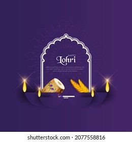 Vector illustration of Happy Lohri holiday background for Punjabi festival.