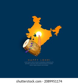 Vector illustration of Happy Lohri holiday background for Punjabi festival.