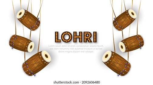 Vector illustration of Happy Lohri holiday background for Punjabi festival.