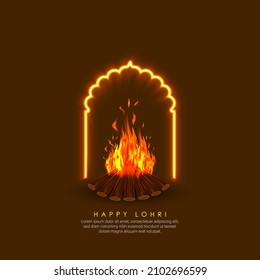 Vector illustration of Happy Lohri holiday background for Punjabi festival.