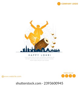 Vector illustration of Happy Lohri holiday background for Punjabi festival.