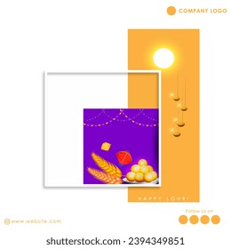 Vector illustration of Happy Lohri holiday background for Punjabi festival.