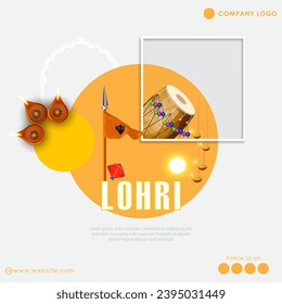 Vector illustration of Happy Lohri holiday background for Punjabi festival.