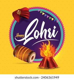 Vector illustration of Happy Lohri holiday background for Punjabi festival
