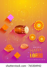 vector illustration of Happy Lohri holiday festival of Punjab India