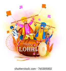 ilustração vetorial do festival de férias Feliz Lohri de Punjab Índia