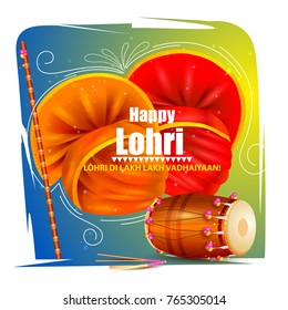 vector illustration of Happy Lohri holiday festival of Punjab India