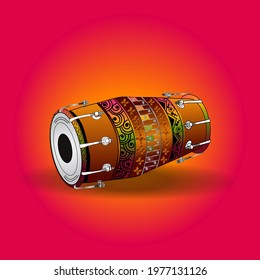 Vector Illustration for Happy Lohri. Indian traditional drum or dholak or dhol