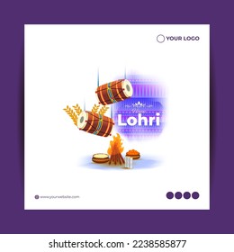 Vector illustration of Happy Lohri Indian festival wishes background