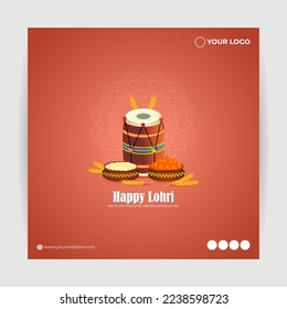 Vector illustration of Happy Lohri Indian festival wishes background