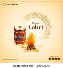 Vector illustration of Happy Lohri Indian festival wishes background