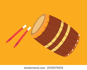 Vector Illustration for Happy Lohri. Indian traditional drum or dholak or dhol