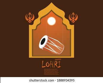 Vector illustration of Happy Lohri or Lohdi holiday background for Punjabi festival ,party with festival background ,decoration and elements.