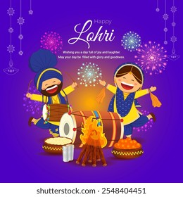 Ilustração vetorial do modelo de mídia social Happy Lohri