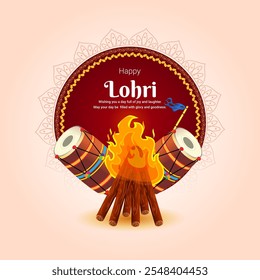 Ilustração vetorial do modelo de mídia social Happy Lohri