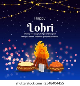 Vector illustration of Happy Lohri social media template