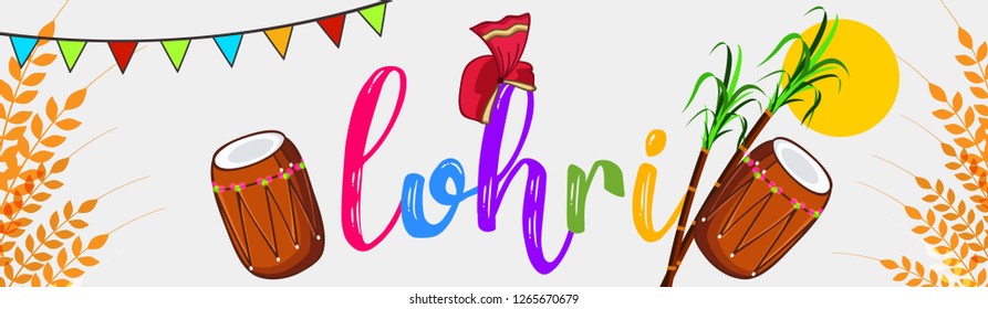 Vector illustration of Happy Lohri/Lohdi holiday background for Punjabi festival ,party with festival background ,decoration and elements