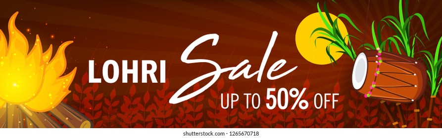 Vector illustration of Happy Lohri/Lohdi holiday background for Punjabi festival ,party with festival background ,decoration and elements