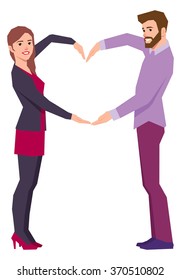 Vector illustration happy lovers couple doing poses a figure heart illustration in the style of a flat low poly