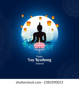 Vector illustration of Happy Loy Krathong social media feed template