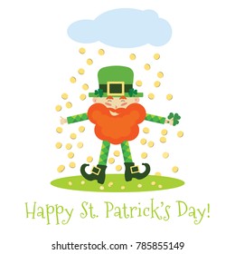 Vector illustration with happy and lucky leprechaun for St.Patrick's Day, can be used for covers,banners and any creative design