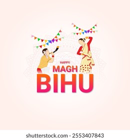 Vector illustration of Happy Magh Bihu social media template