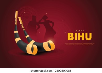 Vector illustration of Happy Magh Bihu social media feed template, magh bihu asami festival