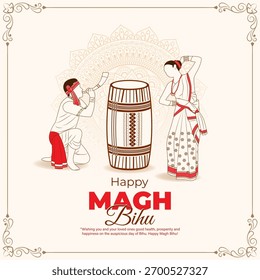 Ilustración vectorial de la Plantilla de medios sociales Happy Magh Bihu