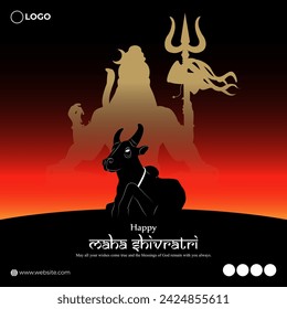 Vector illustration of Happy Maha Shivratri social media feed template