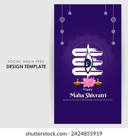 Vector illustration of Happy Maha Shivratri social media feed template