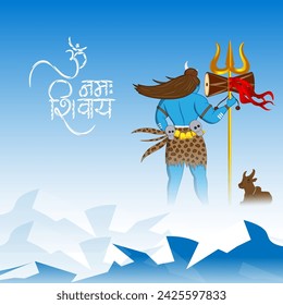 Vector illustration of Happy Maha Shivratri social media feed template written hindi text means happy mahashivratri 