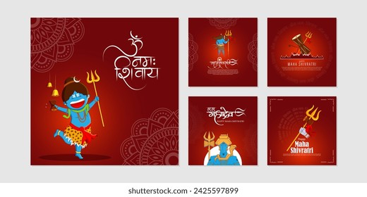 Ilustración vectorial de Feliz Maha Shivratri plantilla de alimentación de medios sociales escrito texto en hindi significa feliz mahashivratri 