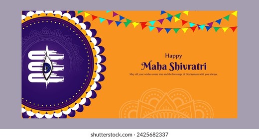 Vector illustration of Happy Maha Shivratri social media feed template