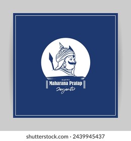 Vector illustration of Happy Maharana Pratap Jayanti social media feed template