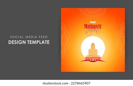 Vector illustration of Happy Mahavir Jayanti social media story feed set mockup template