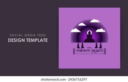 Vector illustration of Happy Mahavir Jayanti social media feed template