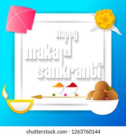 vector illustration of Happy Makar Sankranti holiday India festival background